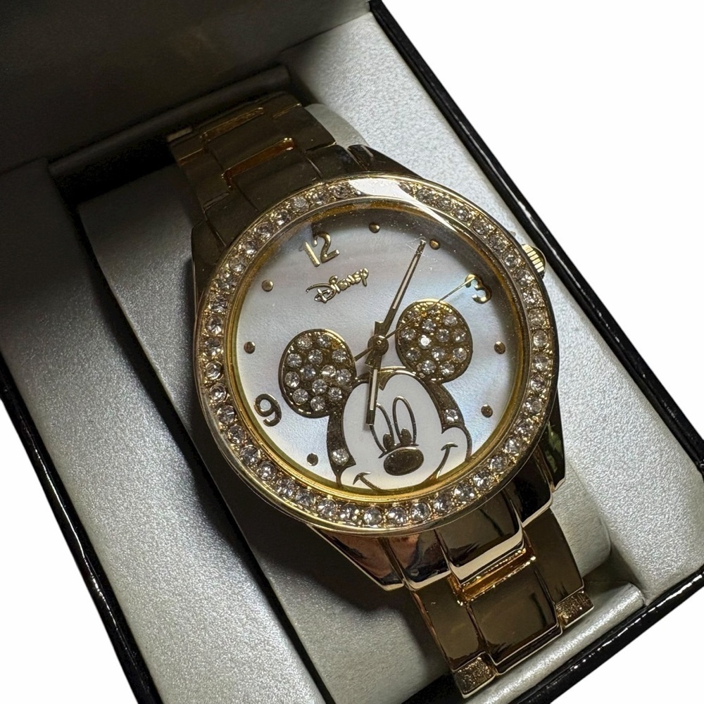 Disney Mickey Mouse Gold Crystal Watch | New in Box - Picture 4 of 10